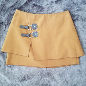 Anthropologie Meadow Rue cognac felt layered skirt